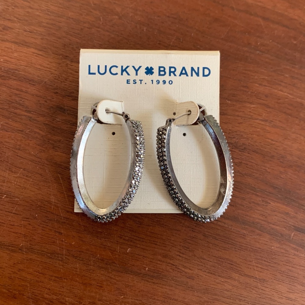 NWT Lucky Brand rhinestone hoop earrings